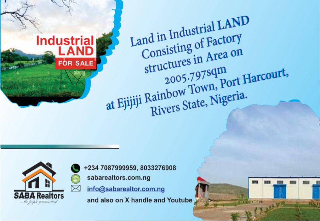 Land in Industrial LAND consisting of Factory structures in Ejijiji Rainbow Town, Rivers State